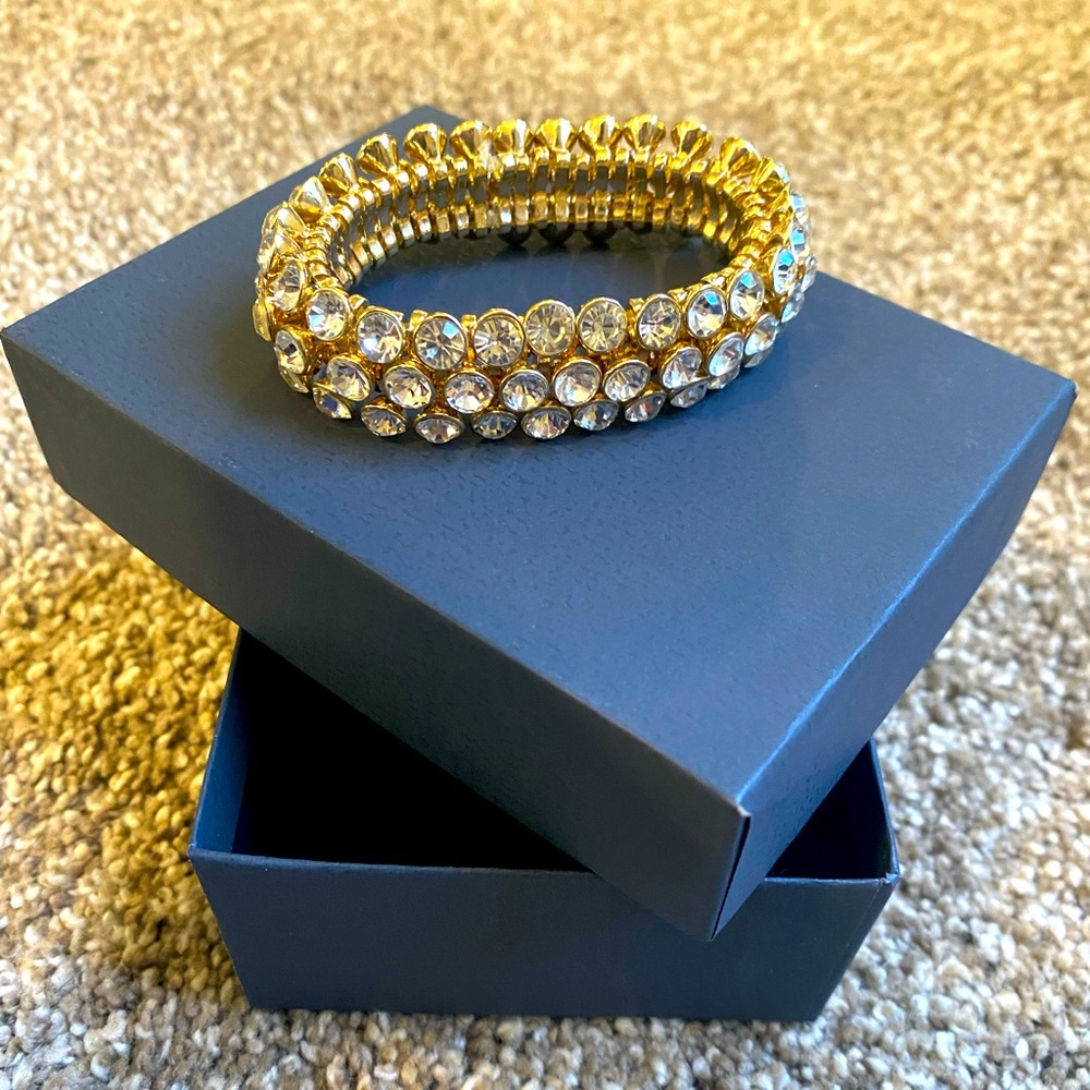Rhinestone Gold Stretch Bracelet